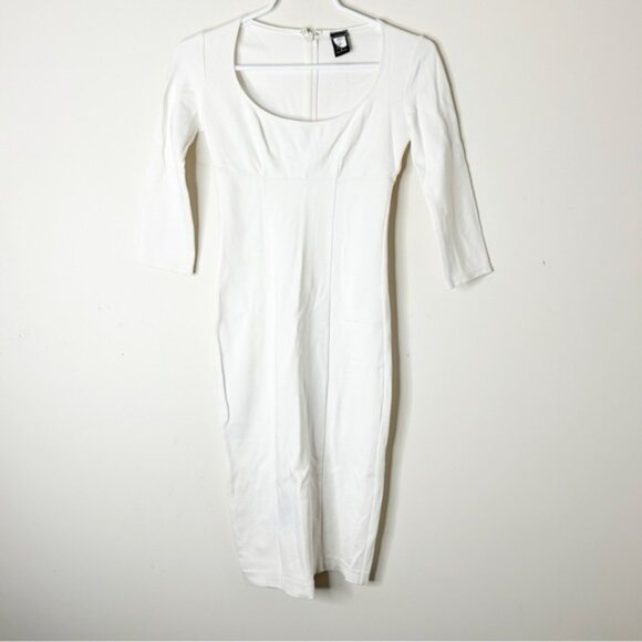 Victoria's Secret Moda Bodycon Mini Dress 3/4 Sleeves White Y2k 2000s Size 0 - Picture 6 of 14